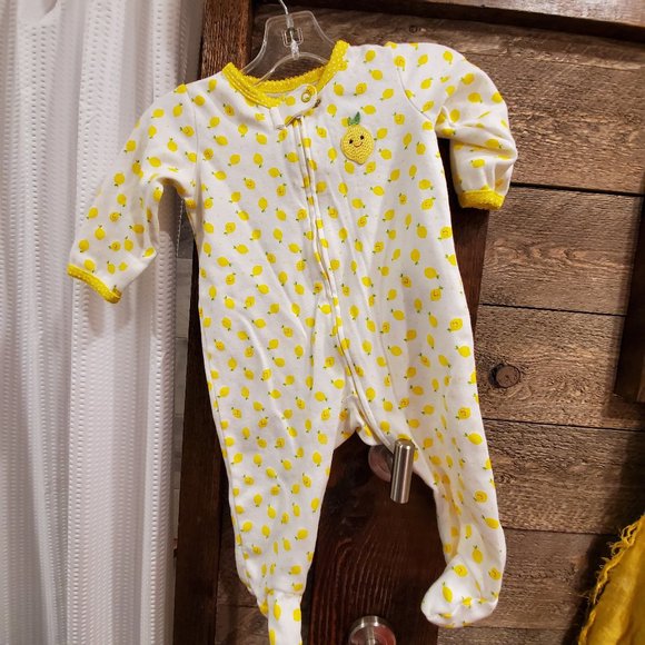 Carter's 6 Month Footed One Piece Yellow Lemons - Picture 1 of 8